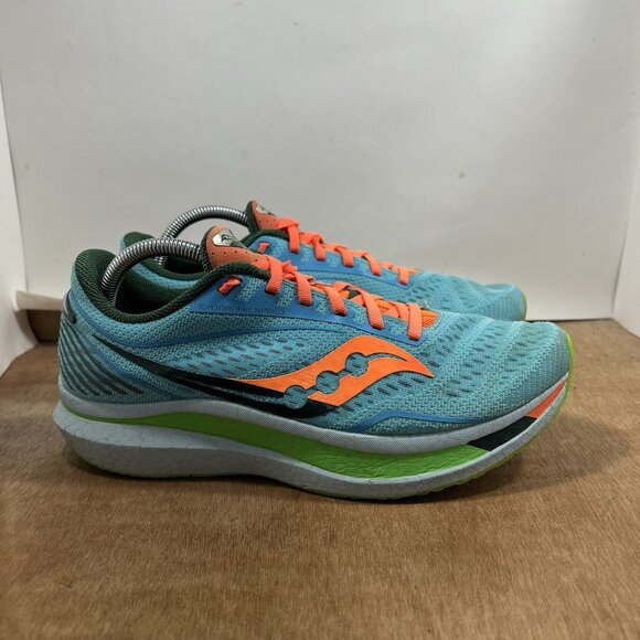Saucony Speed Endorphin Men Size 10 Blue Green Future Spring Running Shoes - Picture 1 of 9